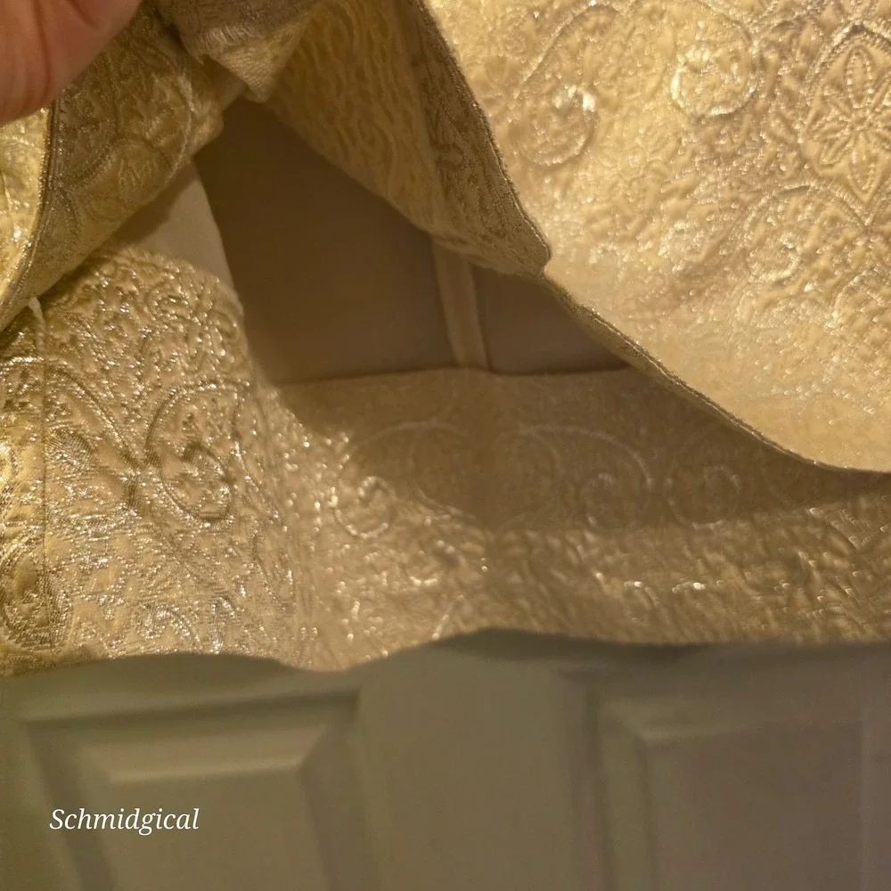 Tory Burch Gold Metallic Jacquard Sleeveless Tiered Top Size 4 Damask Shimmer